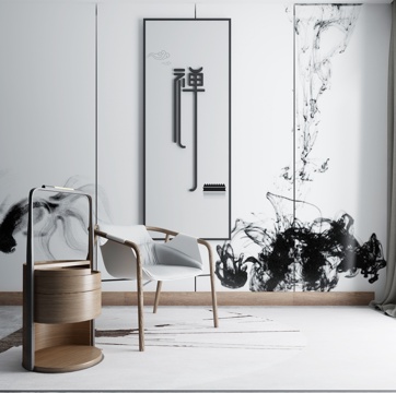  新中式沙发茶几组合3d模型 