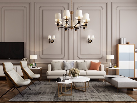  沙发茶几 电视柜 边柜组合模型3d模型 