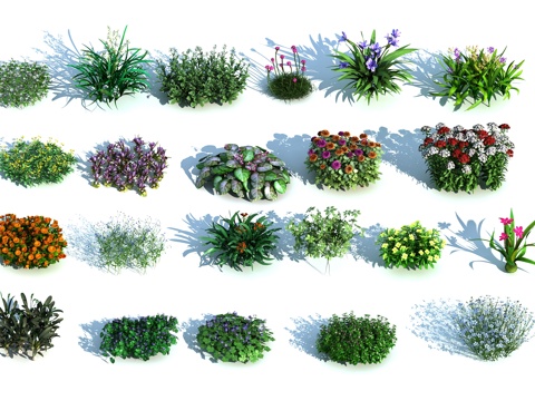  现代灌木 花卉 植物 景观 园林3d模型 