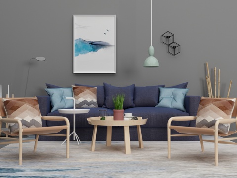  沙发茶几组合3d模型 