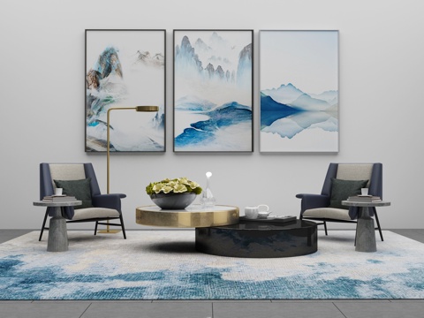  现代沙发茶几组合3d模型 