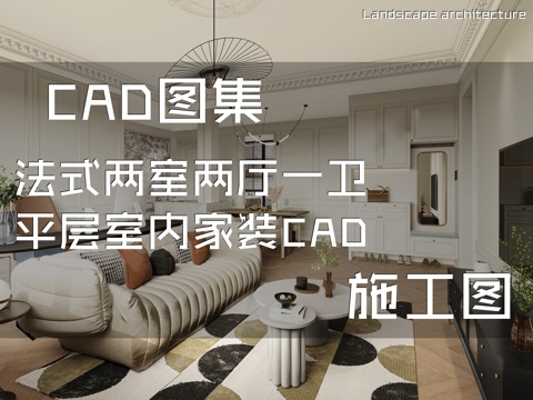 法式两室两厅一卫平层室内家装CAD施工图cad施工图