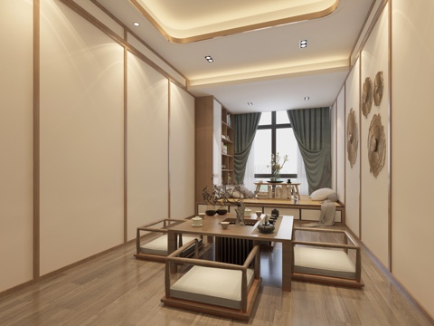  新中式休闲茶室3d模型 