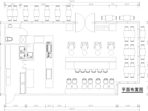 咖啡厅奶茶店饮品店平面布置图cad施工图
