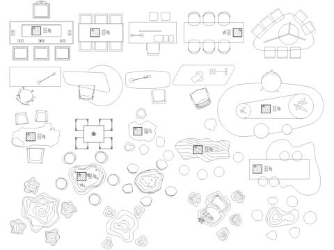 新中式桌子茶桌茶几茶台桌椅平面图块cad施工图