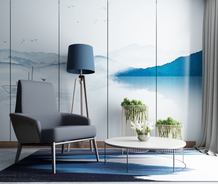  新中式沙发茶几组合3d模型 