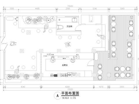 咖啡厅奶茶店饮品店平面图cad施工图