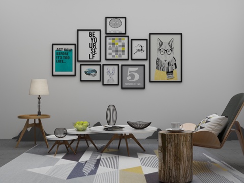  现代沙发茶几组合3d模型 