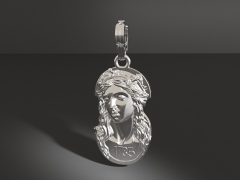  女人头像吊坠3d模型 