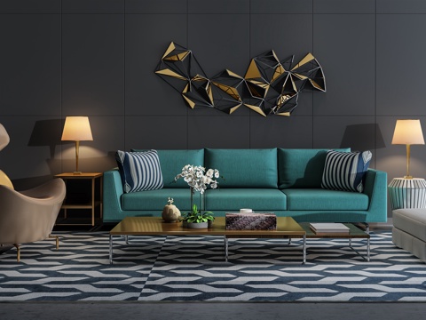  现代沙发茶几组合3d模型 