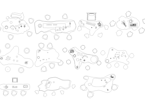 新中式桌子茶桌根雕茶台桌椅茶几平面图块cad施工图