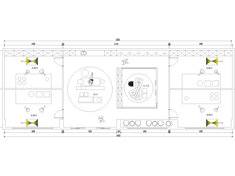 直播间平面图独立办公室cad施工图