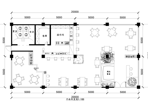咖啡厅平面布置图cad施工图