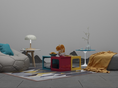  现代沙发茶几组合3d模型 