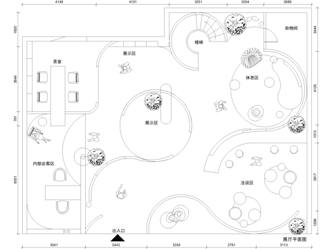 展厅平面图cad施工图