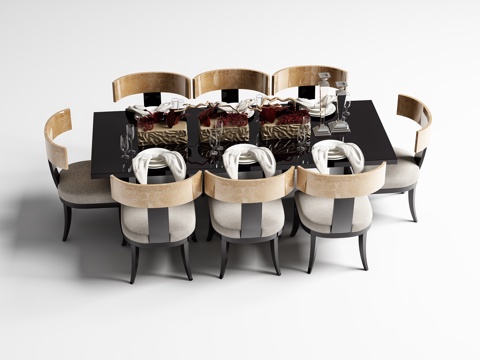  现代餐桌椅组合3d模型 