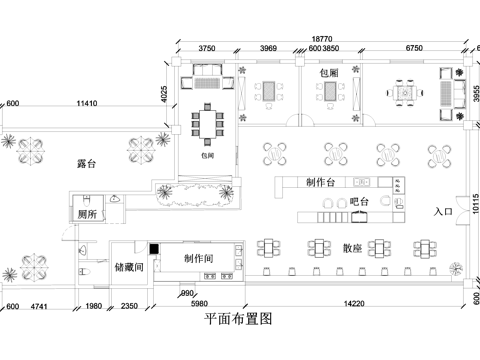 咖啡厅奶茶店饮品店平面系统图cad施工图