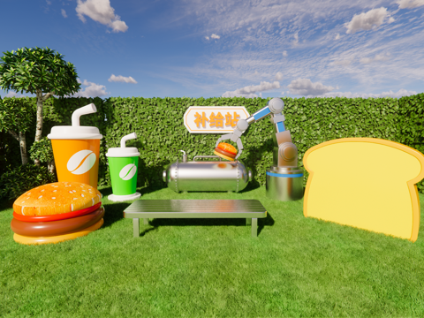 公园美陈打卡 科技美陈 餐饮美陈 补给站su模型