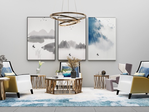  现代沙发茶几组合3d模型 