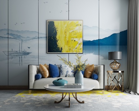  现代沙发茶几组合3d模型 