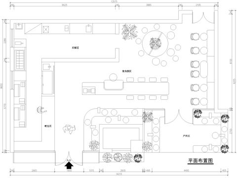 奶茶店咖啡厅饮品店平面图cad施工图