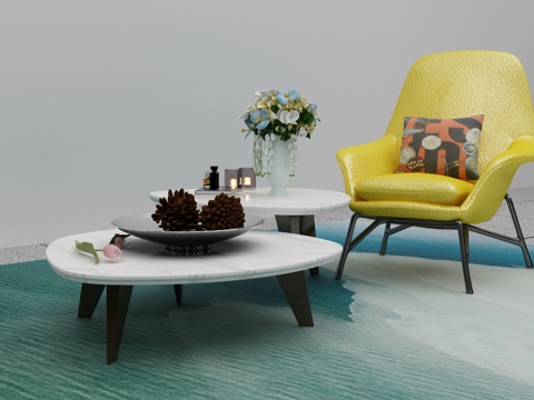  新中式沙发茶几组合3d模型 