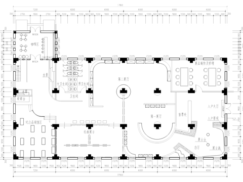 美术绘画艺术文化展厅平面图cad施工图