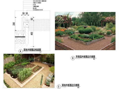 菜地花园木板围边CAD施工图cad施工图
