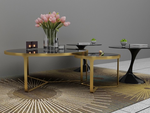  新中式沙发茶几组合3d模型 