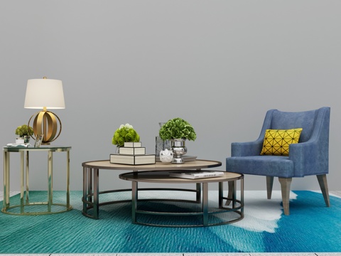  现代沙发茶几组合3d模型 
