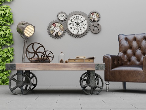  新中式沙发茶几组合3d模型 