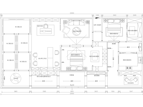 家具家装产品展厅平面图cad施工图