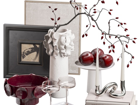  玫瑰果枝条套装3d模型 