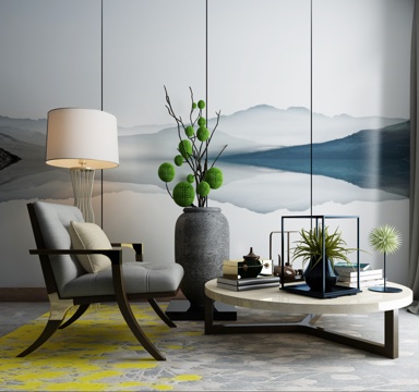  现代沙发茶几组合3d模型 