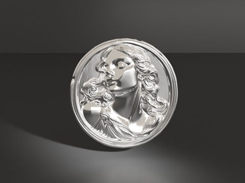  女人头像胸针3d模型 