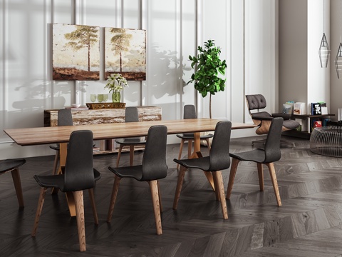  现代餐桌椅组合3d模型 