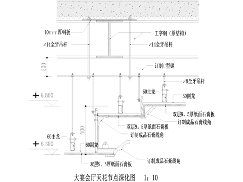 石膏板吊顶节点CAD施工图cad施工图