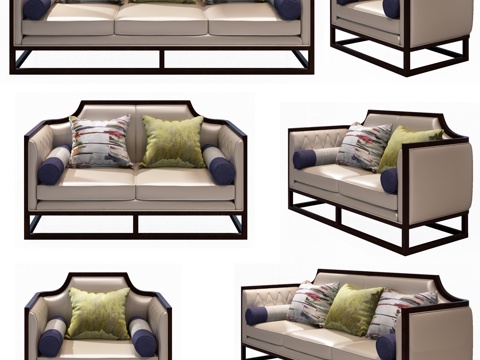  三人沙发 二人沙发 单人沙发3d模型 
