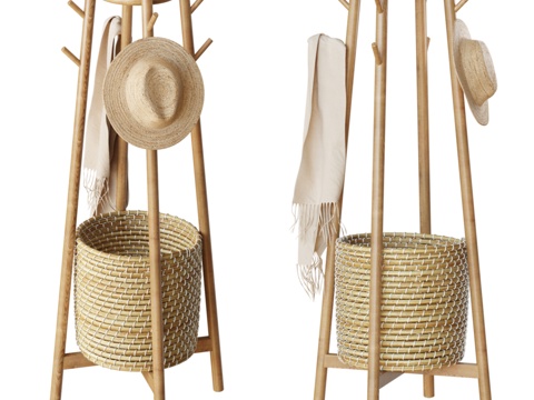  Abellina衣帽架带储物篮3d模型 