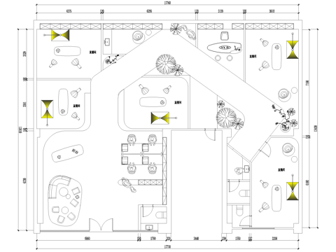 直播间平面图独立办公室cad施工图