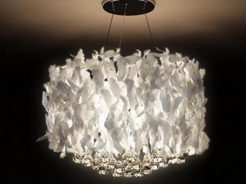 现代羽毛水晶艺术吊灯 奢华氛围照明灯具 创意家居装饰灯饰 客厅卧室吊顶灯免费3d模型