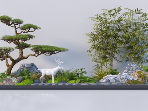  现代庭院造景3d模型 