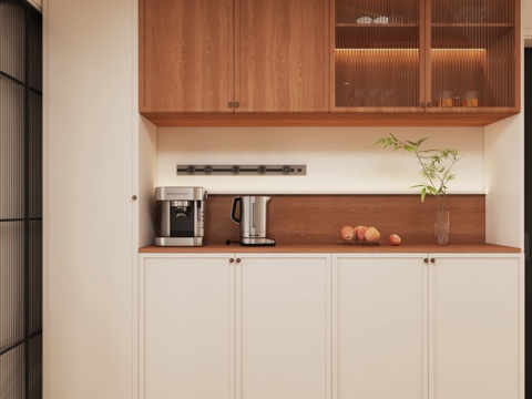  现代中古风餐边柜3d模型 