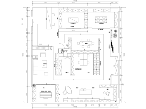 家具家装办公产品展厅平面图cad施工图