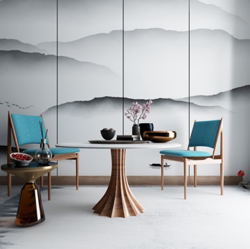  新中式沙发茶几组合3d模型 