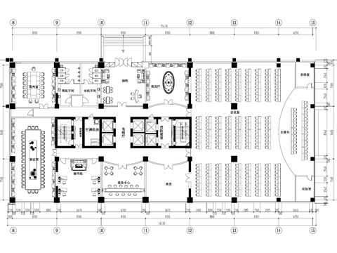 多功能大会议室报告厅平面图cad施工图