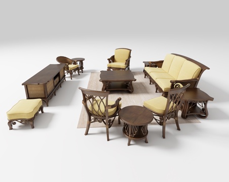  现代沙发组合3d模型 