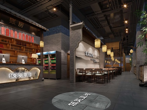  火锅店大厅模型3d模型 