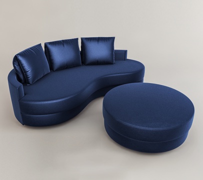  弧形沙发茶几组合3d模型 