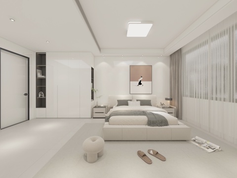 现代卧室3d模型 